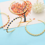 Colorful Round Beads Crystal Cuff Bangles for Women Copper Plated Adjustable