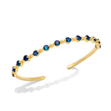 Colorful Round Beads Crystal Cuff Bangles for Women Copper Plated Adjustable