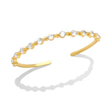 Colorful Round Beads Crystal Cuff Bangles for Women Copper Plated Adjustable