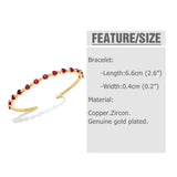 Colorful Round Beads Crystal Cuff Bangles for Women Copper Plated Adjustable