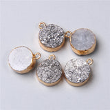 Round Druzy Crystal Charms for Jewelry Making DIY 2Pcs