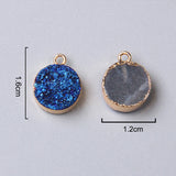 Round Druzy Crystal Charms for Jewelry Making DIY 2Pcs