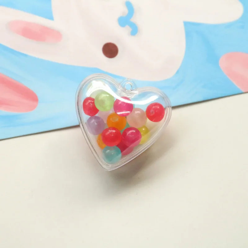 Plastic Heart Charms with Jelly Beads for DIY Jewelry Making