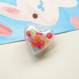 Plastic Heart Charms with Jelly Beads for DIY Jewelry Making