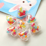 Plastic Heart Charms with Jelly Beads for DIY Jewelry Making