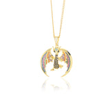 Colorful Seahorse Pendant Necklace Stainless Steel Chain Choker