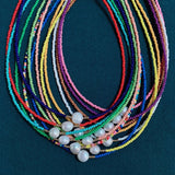 Colorful Seed Beads Chain Choker Necklace with Baroque Pearl Charm