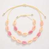 Colorful Shells Necklace Bracelet Set Seashells Chain Rope Girl Choker Jewelry