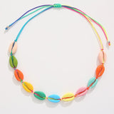 Colorful Shells Necklace Bracelet Set Seashells Chain Rope Girl Choker Jewelry