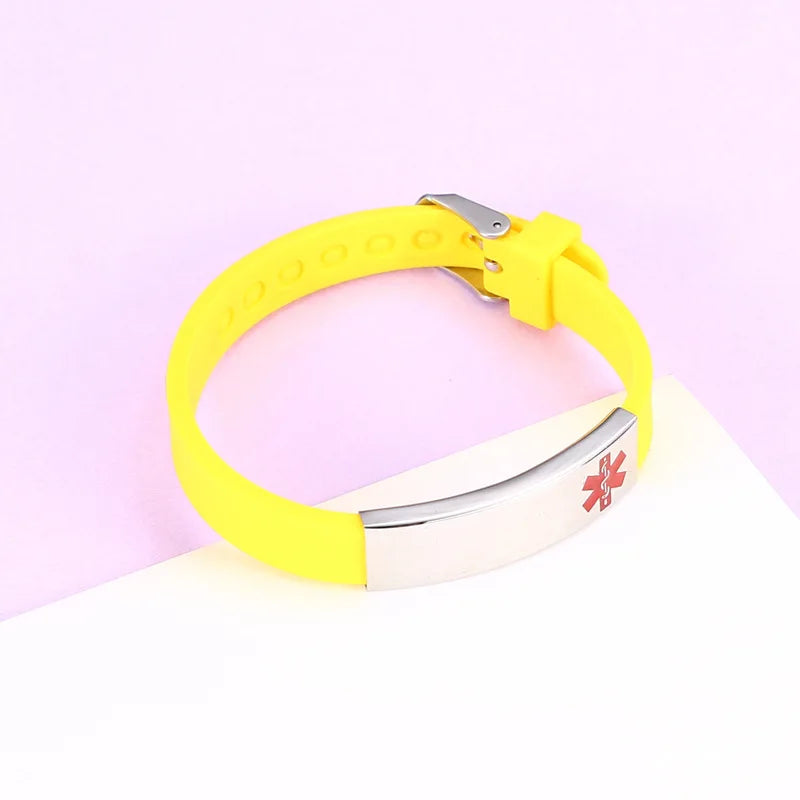 Colorful Silicone Medical Alert ID Bracelet ICE SOS Wristband