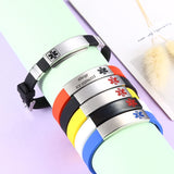 Colorful Silicone Medical Alert ID Bracelet ICE SOS Wristband