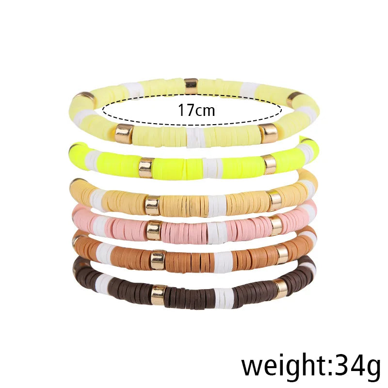 Bohemian Holiday Beach Soft Pottery Bracelet Set for Women