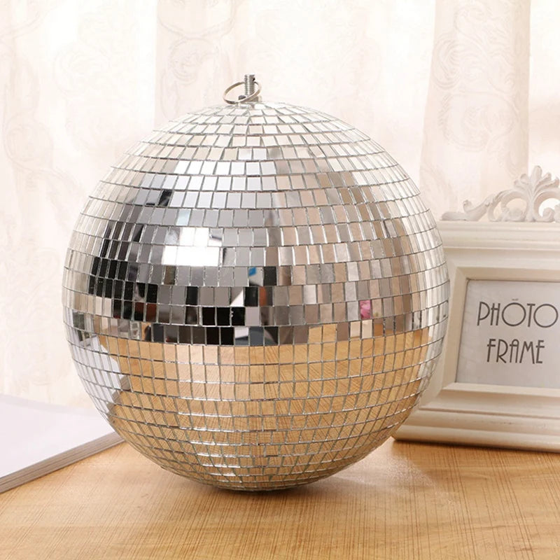 8" Disco Mirror Glitter Ball Silver Party Decor