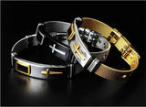 Stainless Steel Punk Jesus Cross Watch Belt Bracelets Couple Charm Chain Bangles