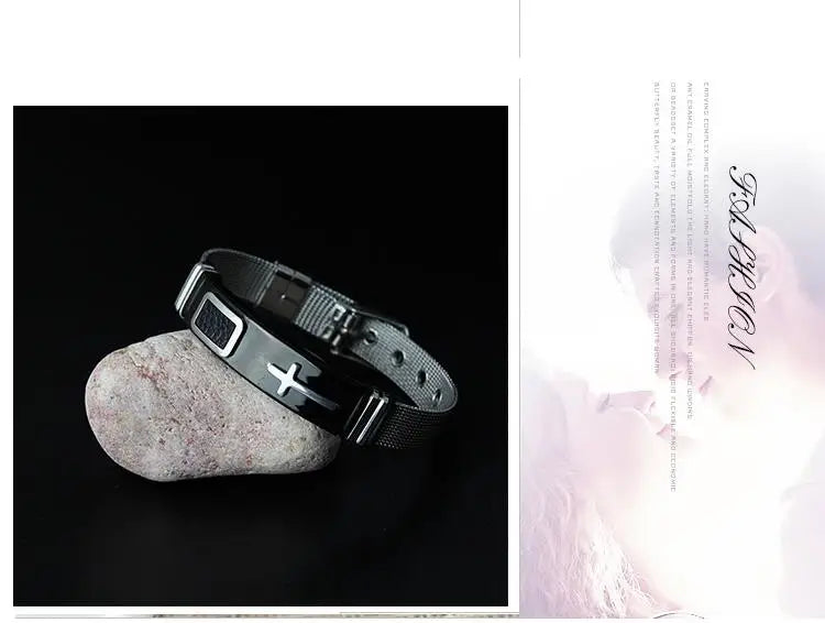 Stainless Steel Punk Jesus Cross Watch Belt Bracelets Couple Charm Chain Bangles