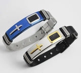 Stainless Steel Punk Jesus Cross Watch Belt Bracelets Couple Charm Chain Bangles