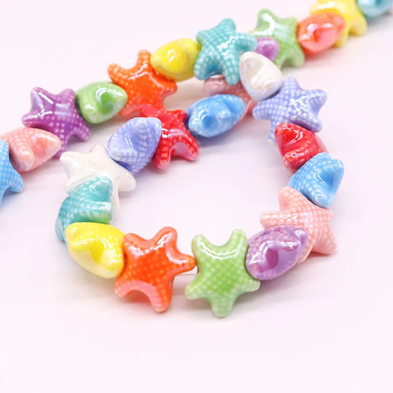 Colorful Starfish Ceramic Beads For Jewelry Making Necklace Bracelet
