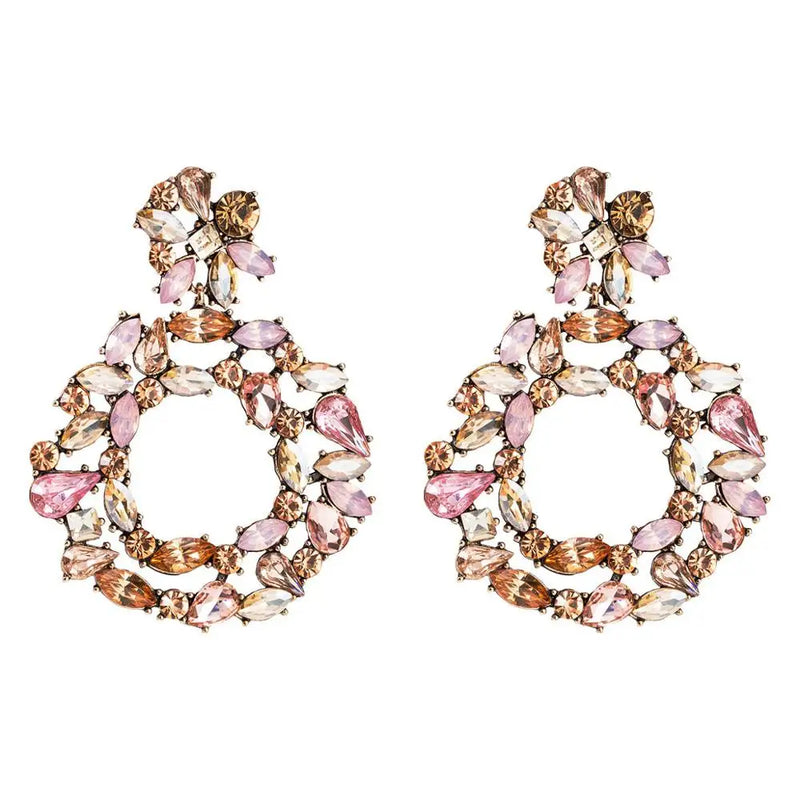Colorful Rhinestone Statement Earrings for Women
