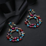 Colorful Rhinestone Statement Earrings for Women