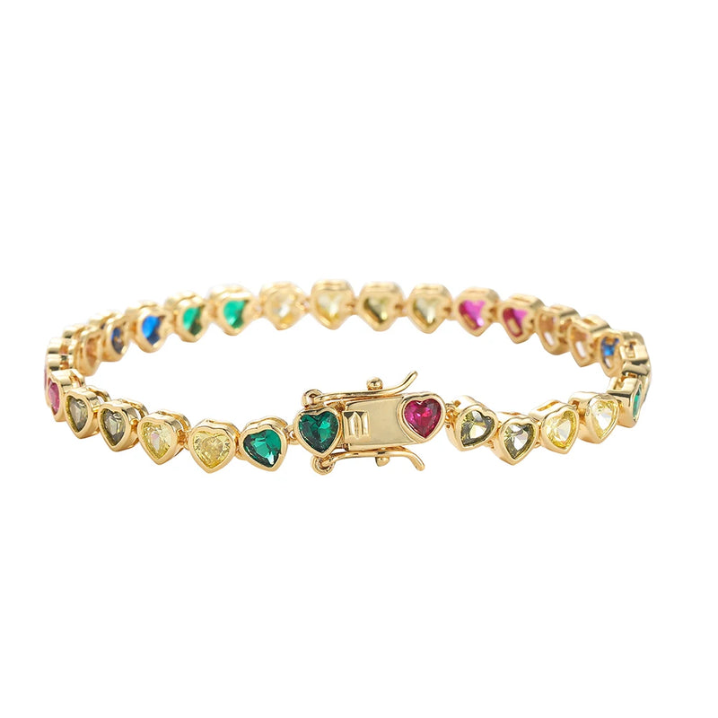 Heart Shape CZ Chain Bracelet Women Party Gift