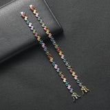 Colorful Stone Bracelet Brass CZ Chain Bracelets Women Jewelry Gift