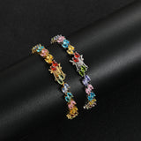Colorful Stone Bracelet Brass CZ Chain Bracelets Women Jewelry Gift