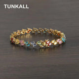 Colorful Stone Bracelet Brass CZ Chain Bracelets Women Jewelry Gift