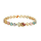 Colorful Stone Bracelet Brass CZ Chain Bracelets Women Jewelry Gift