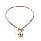 Colorful Stone Choker Necklace Evil Charm Pendant Bead Necklace