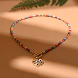 Colorful Stone Choker Necklace Evil Charm Pendant Bead Necklace