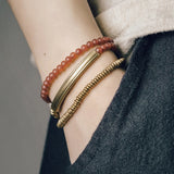Colorful Stone Metallic Copper Bracelet Row Female Male Jewelry Unique