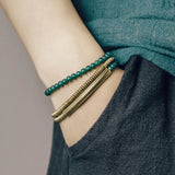 Colorful Stone Metallic Copper Bracelet Row Female Male Jewelry Unique