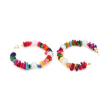 Colorful Stone Pearl Za Hoop Earrings Women Round Stud Earrings