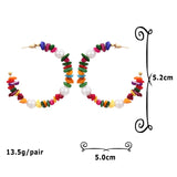 Colorful Stone Pearl Za Hoop Earrings Women Round Stud Earrings