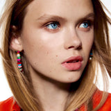 Colorful Stone Pearl Za Hoop Earrings Women Round Stud Earrings