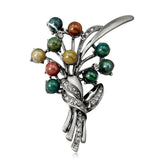 Colorful Stone Tree Brooches Large Bouquet Pin For Women Dress Suit Scarf Coat