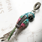 Colorful Parrot Pendant 925 Sterling Silver Dangle Charm Women's Jewelry
