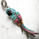 Colorful Parrot Pendant 925 Sterling Silver Dangle Charm Women's Jewelry