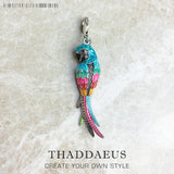 Colorful Parrot Pendant 925 Sterling Silver Dangle Charm Women's Jewelry