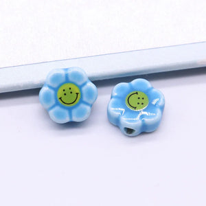 Colorful Sunflower Smile Face Ceramic Beads For DIY Necklace Bracelet