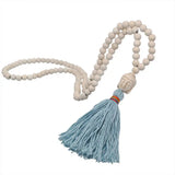 Colorful Tassel Necklace Turquoise Buddha Head Wooden Bead Pendant