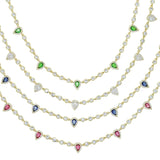 Colorful CZ Bezel Set Women Choker Necklace