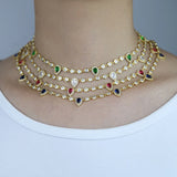 Colorful CZ Bezel Set Women Choker Necklace