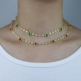 Colorful CZ Bezel Set Women Choker Necklace