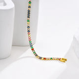 Colorful Tennis Bracelet Women, CZ Chain, Stainless Steel Link