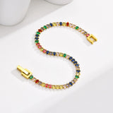 Colorful Tennis Bracelet Women, CZ Chain, Stainless Steel Link