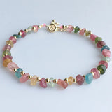 Colorful Tourmaline Bracelet Natural Stone Chip Beads Reiki Lucky