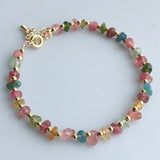 Colorful Tourmaline Bracelet Natural Stone Chip Beads Reiki Lucky