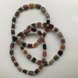 Colorful Tourmaline Stone Bracelet Shape Beads Women Girl Jewelry