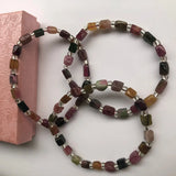 Colorful Tourmaline Stone Bracelet Shape Beads Women Girl Jewelry